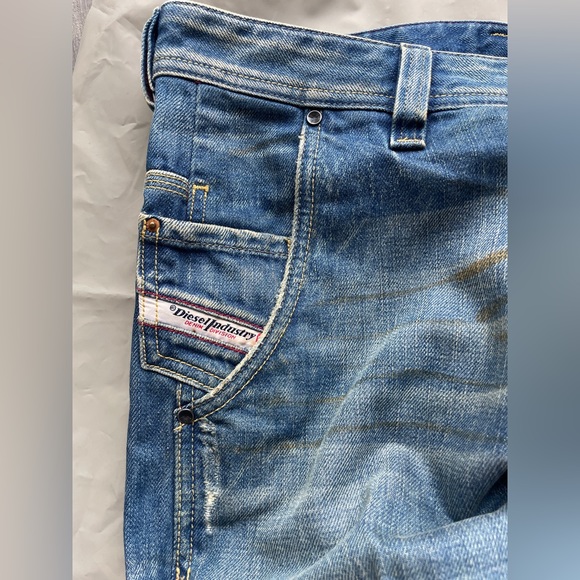 Diesel PREETO 32W Blue Jeans Flared Wide Leg Mens Faded Distressed Wash 00796 - Picture 3 of 14